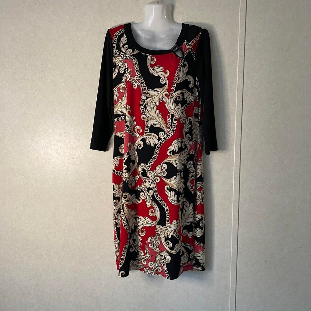 Rafella Studio Stretch Sheath Dress Paisley 3/4 Sleeve Multicolor Size‎ 8